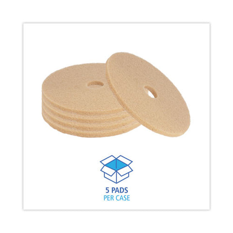 Burnishing Floor Pads, 20" Diameter, Tan, 5/carton