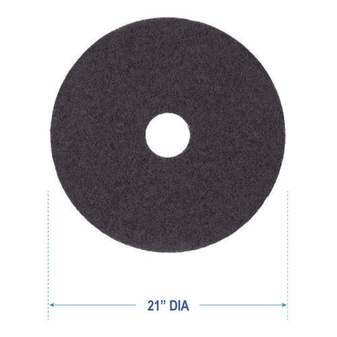 Stripping Floor Pads, 21" Diameter, Black, 5/carton