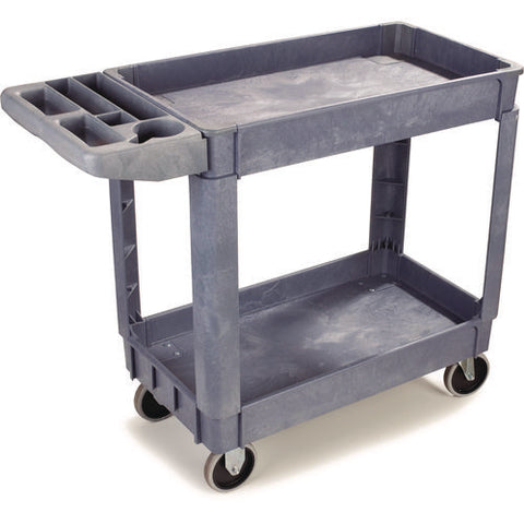 Two-shelf Utility Cart, Plastic, 2 Shelves, 500 Lb Capacity, 17.25" X 40" X 33.5", Gray