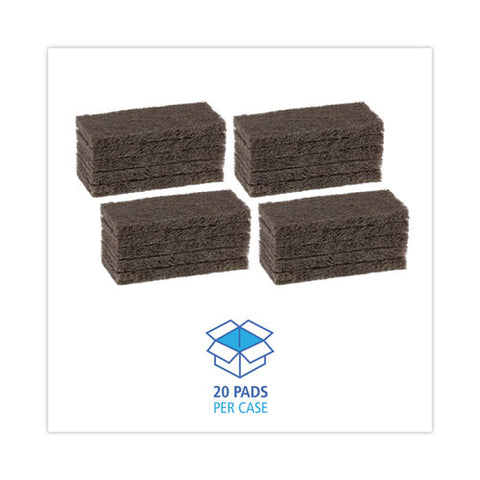 Heavy-duty Scouring Pad, 4.63 X 10, Brown, 20/carton