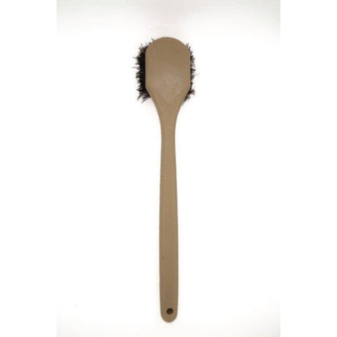 Utility Brush, Brown Palmyra Fiber Bristles, 5.5" Brush, 14.5" Tan Plastic Handle