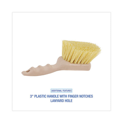 Utility Brush, Cream Polypropylene Bristles, 5.5" Brush, 3" Tan Plastic Handle