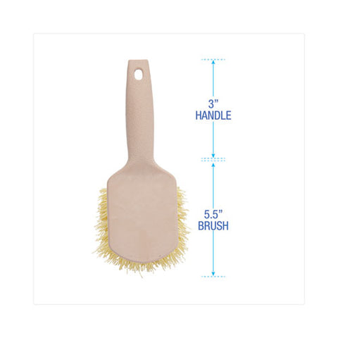 Utility Brush, Cream Polypropylene Bristles, 5.5" Brush, 3" Tan Plastic Handle