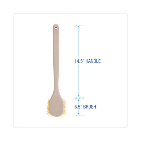 Utility Brush, Cream Polypropylene Bristles, 5.5" Brush, 14.5" Tan Plastic Handle