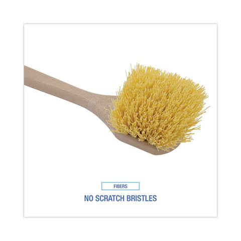 Utility Brush, Cream Polypropylene Bristles, 5.5" Brush, 14.5" Tan Plastic Handle