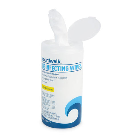 Quat-based Disinfecting Wipes, 7 X 8, Lemon Scent, 75/canister, 6 Canisters/carton