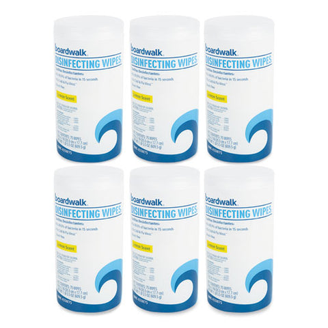 Quat-based Disinfecting Wipes, 7 X 8, Lemon Scent, 75/canister, 6 Canisters/carton