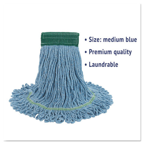 Super Loop Wet Mop Head, Cotton/synthetic Fiber, 5" Headband, Medium Size, Blue