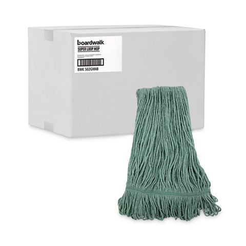 Narrowband Looped-end Mop Head, Premium Standard Head, Cotton/rayon Fiber, Medium, Green, 12/carton