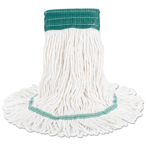 Super Loop Wet Mop Head, Cotton/synthetic Fiber, 5" Headband, Medium Size, White