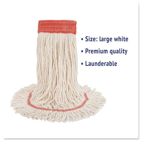 Super Loop Wet Mop Head, Cotton/synthetic Fiber, 5" Headband, Large Size, White