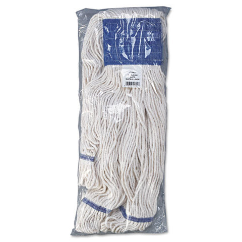 Super Loop Wet Mop Head, Cotton/synthetic Fiber, 5" Headband, X-large Size, White, 12/carton