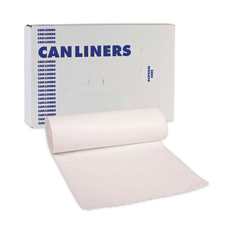 Low-density Waste Can Liners, 55 Gal, 0.5 Mil, 38" X 58", White, Perforated Roll, 10 Bags/roll, 10 Rolls/carton