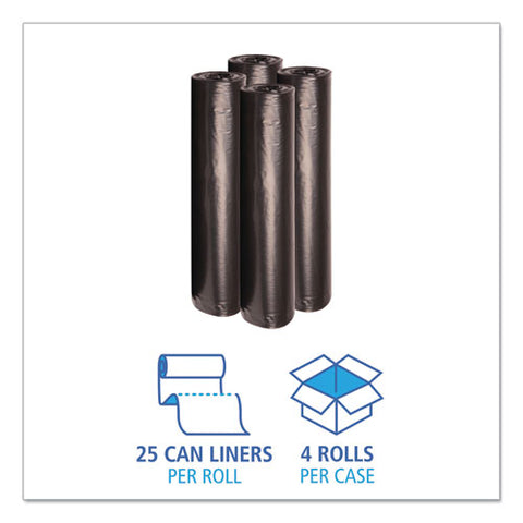 Recycled Low-density Polyethylene Can Liners, 45 Gal, 1.2 Mil, 40" X 46", Black, Perforated, 10 Bags/roll, 10 Rolls/carton