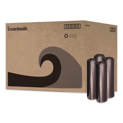 Reprocessed Resin Can Liners, 60 Gal, 1.2 Mil, 38 X 58, Black, 50 Rolls/carton