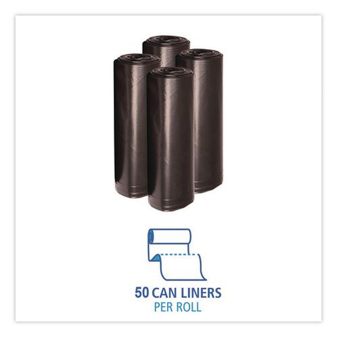 Reprocessed Resin Can Liners, 60 Gal, 1.2 Mil, 38 X 58, Black, 50 Rolls/carton