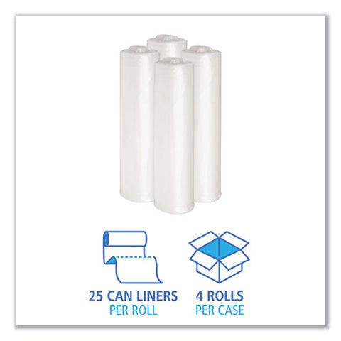 Recycled Low-density Polyethylene Can Liners, 33 Gal, 1.4 Mil, 33" X 39", Clear, Perforated, 10 Bags/roll, 10 Rolls/carton