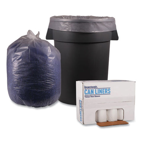 Recycled Low-density Polyethylene Can Liners, 56 Gal, 1.4 Mil, 43" X 47", Clear, Perforated, 10 Bags/roll, 10 Rolls/carton