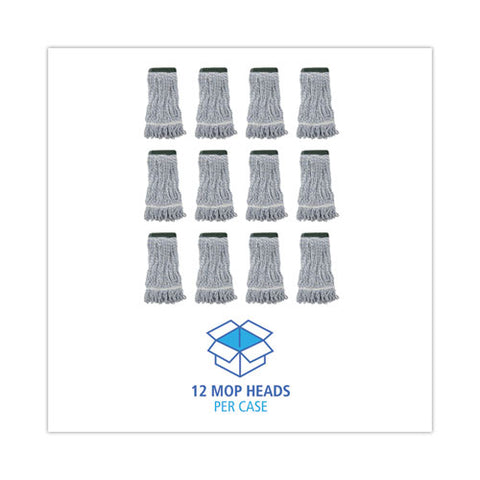Mop Head, Floor Finish, Wide, Rayon/polyester, Medium, White/blue, 12/carton