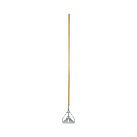 Screw Clamp Metal Head Wooden Mop Handle, #20+, 1.13" Dia X 62", Natural