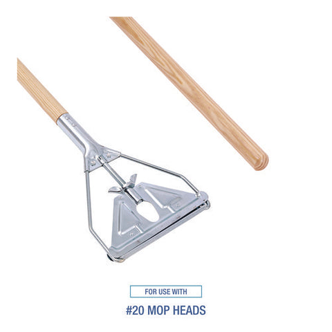 Quick Change Metal Head Mop Handle For No. 20 And Up Heads, 62" Wood Handle