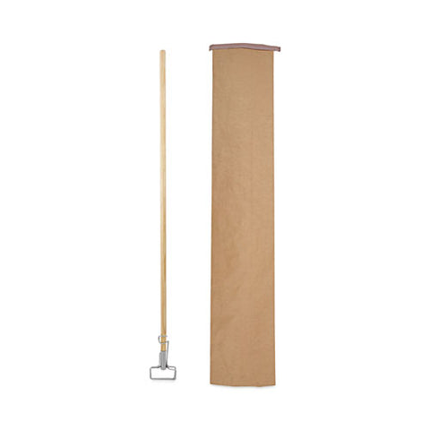 Spring Grip Metal Head Mop Handle For Most Mop Heads, Wood, 60", Natural