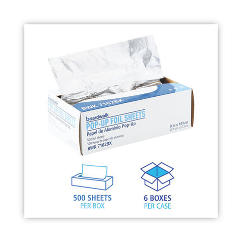 Standard Aluminum Foil Pop-up Sheets, 63 Gauge, 9 X 10.75, 500 Sheets/box, 6 Boxes/carton