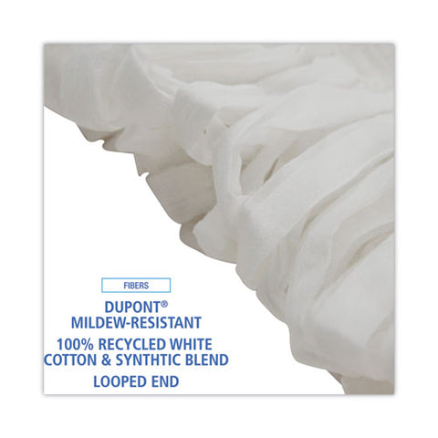 Mop Head, Looped, Enviro Clean With Tailband, Medium, White, 12/carton