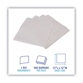 1/4-fold Lunch Napkins, 1-ply, 11.8" X 11.2", White, 6,000/carton