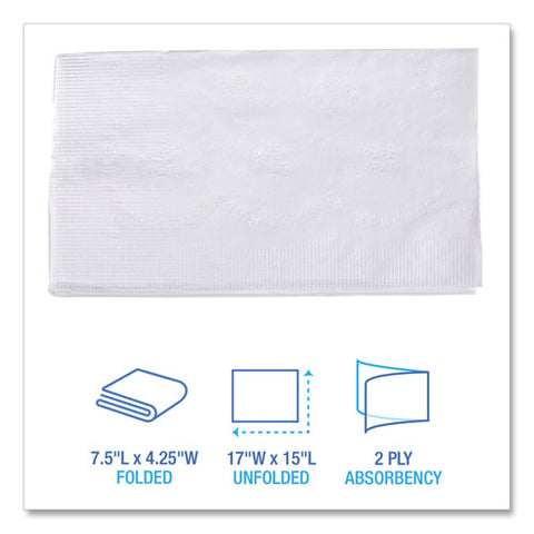 1/8-fold Dinner Napkins, 2-ply, 15 X 17, White, 300/pack, 10 Packs/carton