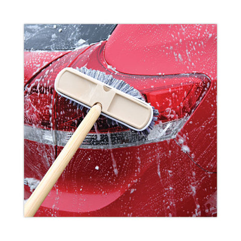 Polystyrene Vehicle Brush With Vinyl Bumper, Black/white Polystyrene Bristles, 10" Brush