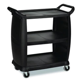 Bussing Cart, Plastic, 3 Shelves, 300 Lb Capacity, 18 X 36.25 X 38, Black