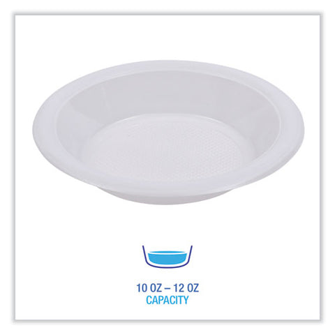 Hi-impact Plastic Dinnerware, Bowl, 10 To 12 Oz, White, 1,000/carton