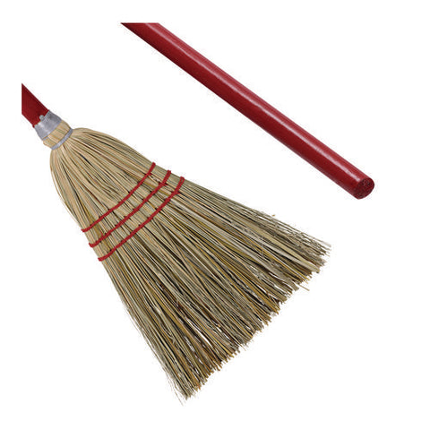 Corn/fiber Brooms, Corn/synthetic Fiber Bristles, 36" Overall Length, Gray/natural, 12/carton