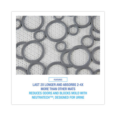 Commode Mat 2.0 Disposable Toilet Floor Mat, Non-slip Rubber, 22 X 22, Gray/white, 6/carton