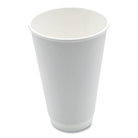 Paper Hot Cups, Double-walled, 16 Oz, White, 25/carton