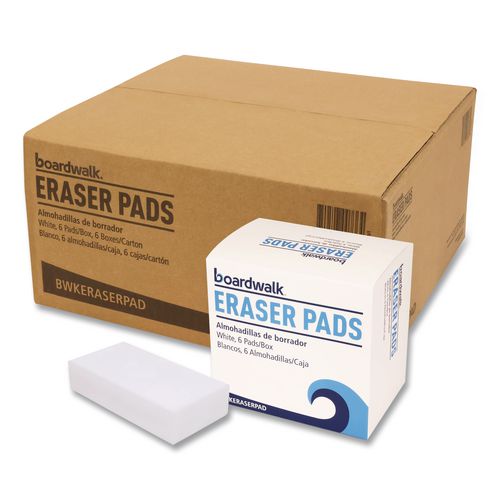 Eraser Pads, 2.5" X 4.5", 1" Thick, White, 6 Pads/pack, 6 Packs/carton