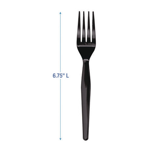 Heavyweight Polystyrene Cutlery, Fork, Black, 1000/carton