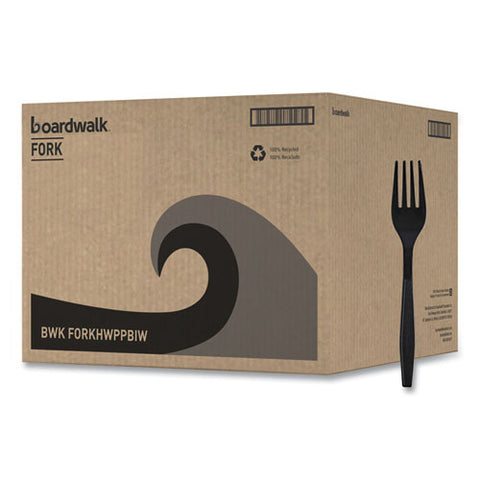 Heavyweight Wrapped Polypropylene Cutlery, Fork, Black, 1,000/carton