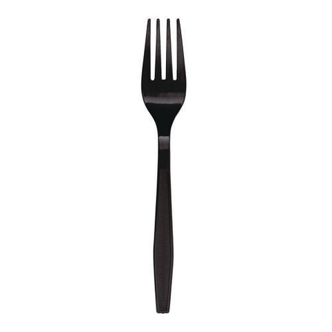 Heavyweight Polypropylene Cutlery, Fork, Black, 1000/carton