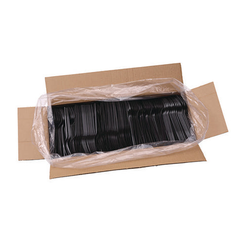 Heavyweight Polypropylene Cutlery, Fork, Black, 1000/carton