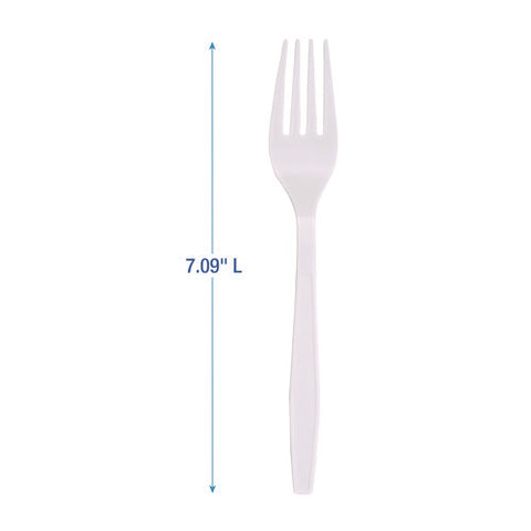 Heavyweight Polypropylene Cutlery, Fork, White, 1000/carton