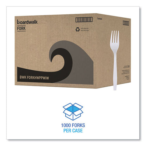 Heavyweight Wrapped Polypropylene Cutlery, Fork, White, 1,000/carton