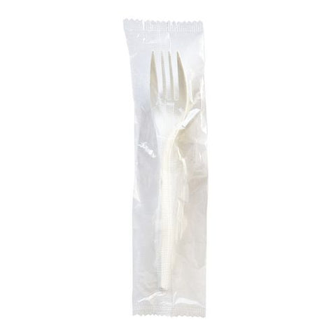 Mediumweight Wrapped Polypropylene Cutlery, Fork, 5.51", Plastic, White, 1,000/carton