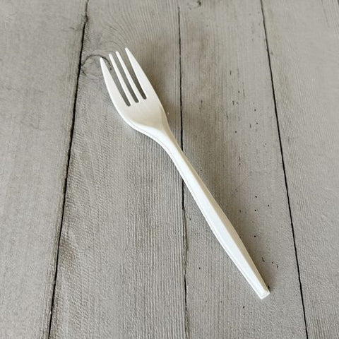 Mediumweight Polypropylene Cutlery, Fork, White, 1,000/carton