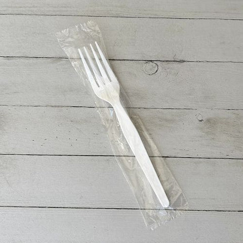 Heavyweight Wrapped Polystyrene Cutlery, Fork, White, 1,000/carton