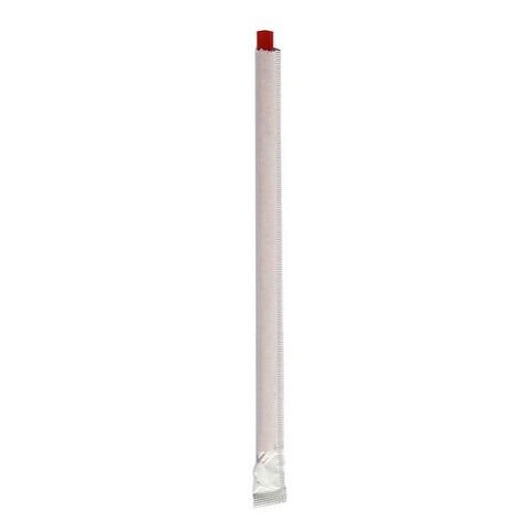 Wrapped Giant Straws, 7.75", Polypropylene, Red, 7,200/carton