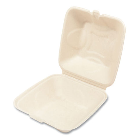 Bagasse Pfas-free Food Containers, 1-compartment, 6 X 6 X 3.19, Tan, Bamboo/sugarcane, 500/carton