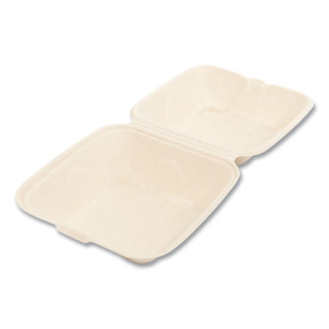 Bagasse Pfas-free Food Containers, 1-compartment, 6 X 6 X 3.19, Tan, Bamboo/sugarcane, 500/carton