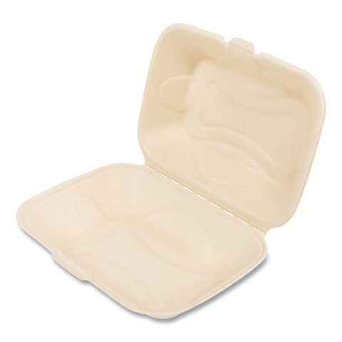 Bagasse Pfas-free Food Containers, Hoagie/hinged Lid, 1-compartment, 6 X 3 X 9, Tan, Bamboo/sugarcane, 250/carton